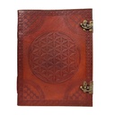 Grimoire en cuir Acajou Fleur de vie - Grand Format 5