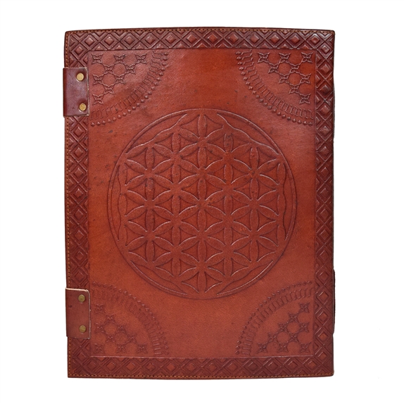 Grimoire en cuir Acajou Fleur de vie - Grand Format 6