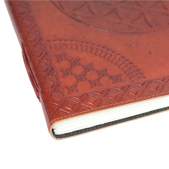 Grimoire en cuir Acajou Fleur de vie - Grand Format 7