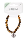Bracelet il de tigre perles rondes 8 mm et breloque Fleur de vie 2