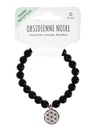 Bracelet Obsidienne noire perles rondes 8 mm et breloque Fleur de vie 2