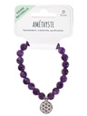 Bracelet Améthyste perles rondes 8 mm et breloque Fleur de vie 2