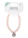 Bracelet Quartz rose perles rondes 8 mm et breloque Fleur de vie 2