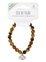 Bracelet Oeil de tigre perles rondes 8 mm et breloque Lotus 2