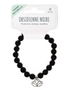Bracelet Obsidienne noire perles rondes 8 mm et breloque Lotus 2
