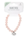 Bracelet Quartz rose perles rondes 8 mm et breloque Lotus 2