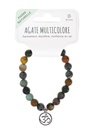 Bracelet Agate multicolore perles rondes 8 mm et breloque Om 2