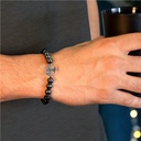 Bracelet Perles rondes 8 mm Hématite et Onyx Charm Arbre de vie 3