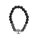 Bracelet Perles rondes 8 mm Hématite et Onyx Charm Arbre de vie 4