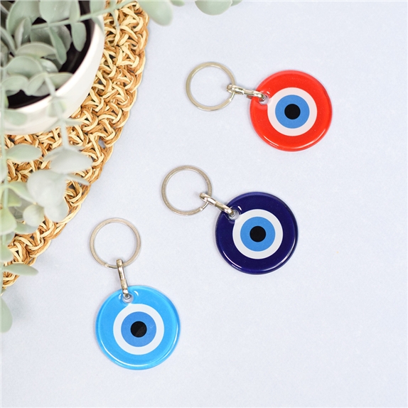 Porte-clés Oeil de Nazar en Verre Bleu clair 3