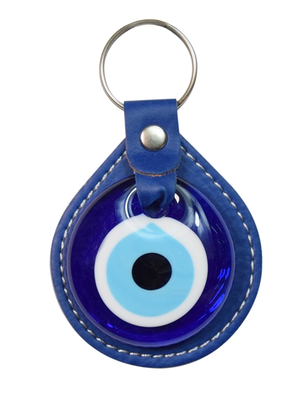 Porte-clés en Cuir Oeil de Nazar Bleu marine 2