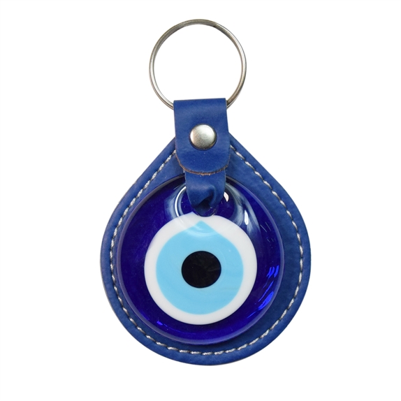 Porte-clés en Cuir Oeil de Nazar Bleu marine 3
