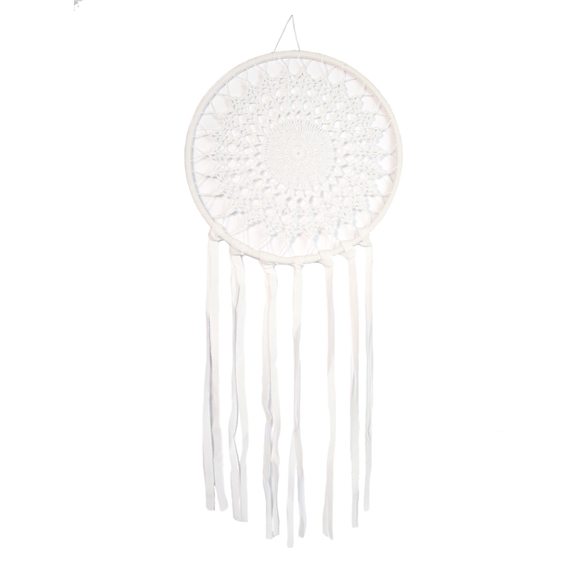 Attrape-rêves Macramé Blanc 30 cm 2