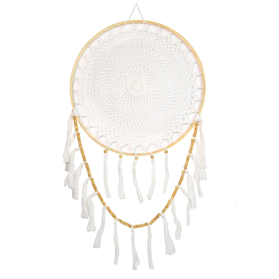 Attrape-rêves Macramé Boho Blanc 40 cm 2