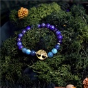 Bracelet Perles rondes 8 mm Lapis-Lazuli et Apatite Charm Arbre de vie 3