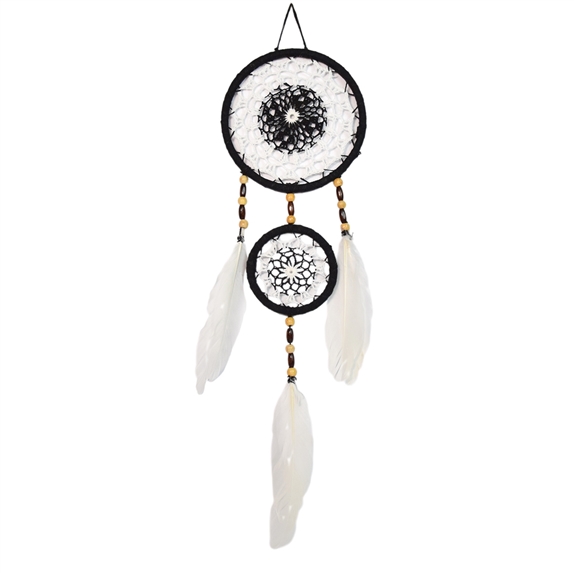 Attrape-rêves Plumes Noir et Blanc 15 cm 2