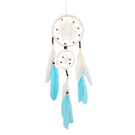 Attrape-rêves Plumes Bleues et Blanches 15 cm 2