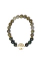 Bracelet Perles rondes 8 mm Agate Mousse et Labradorite Charm Arbre de vie 1