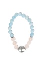 Bracelet Perles rondes 8 mm Quartz Rose et Aigue-Marine Charm Arbre de vie 1