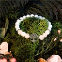 Bracelet Perles rondes 8 mm Quartz Rose et Aigue-Marine Charm Arbre de vie 3