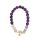 Bracelet Perles rondes 8 mm Fluorite et Améthyste Charm Arbre de vie 4
