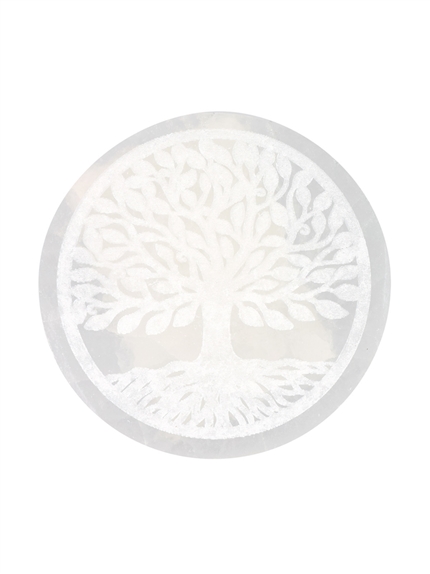 Socle en Sélénite gravé Arbre de Vie 7 cm 2