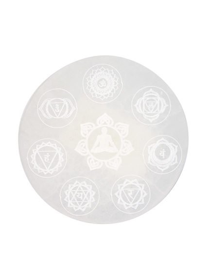 Plaque en Sélénite 7 Chakras 12 cm 2