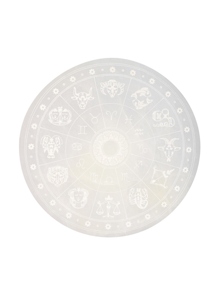 Plaque en Sélénite Roue du Zodiaque 14 cm 2