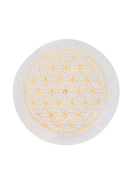 Porte-encens rond gravé Fleur de Vie 2