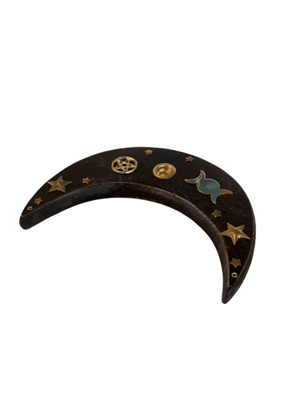 Porte-encens en Bois Croissant de Lune 3