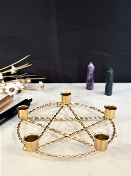 Porte-bougie Pentacle Doré 2