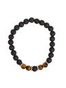 Bracelet perles rondes Oeil de tigre et Pierre de lave 2