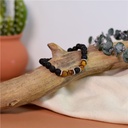 Bracelet perles rondes Oeil de tigre et Pierre de lave 3