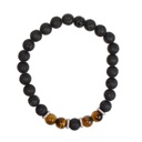 Bracelet perles rondes Oeil de tigre et Pierre de lave 4