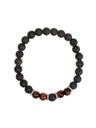 Bracelet perles rondes Oeil de taureau et Pierre de lave 2