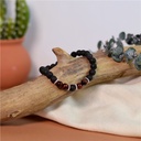 Bracelet perles rondes Oeil de taureau et Pierre de lave 3