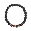Bracelet perles rondes Oeil de taureau et Pierre de lave 4