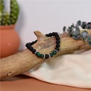 Bracelet perles rondes Malachite et Pierre de lave 3