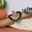 Bracelet perles rondes Oeil de faucon et Pierre de lave 3