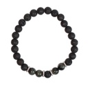 Bracelet perles rondes Oeil de faucon et Pierre de lave 4