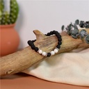 Bracelet perles rondes Magnésite et Pierre de lave 3