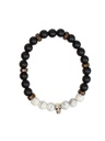 Bracelet perles rondes charms tête de mort Magnésite Obsidienne noire matte 2