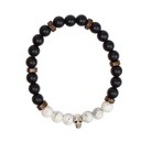Bracelet perles rondes charms tête de mort Magnésite Obsidienne noire matte 4