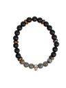 Bracelet perles rondes charms Tête de mort Labradorite Obsidienne noire matte 2