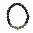 Bracelet perles rondes charms Tête de mort Labradorite Obsidienne noire matte 4