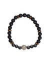Bracelet perles rondes charms Tête de lion Hématite Obsidienne noire matte 2
