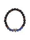 Bracelet perles rondes charms Tête de loup Lapis-lazuli Obsidienne noire matte 2
