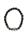 Bracelet perles rondes charms Tête de loup Agate mousse Obsidienne noire matte 2
