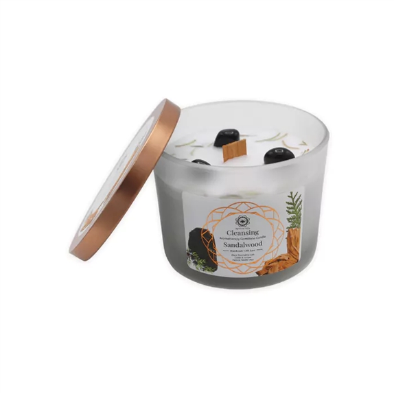 Bougie Litho Green Tree Nettoyage énergétique - Bois Santal - 256 grs 2