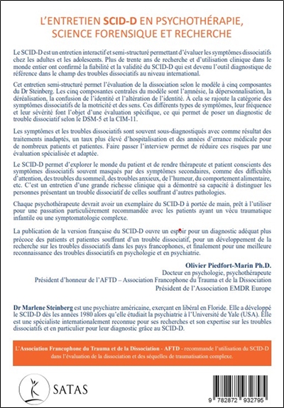 L'entretien SCID-D : L'évaluation de la dissociation en psychothérapie, science forensique et recherche 2